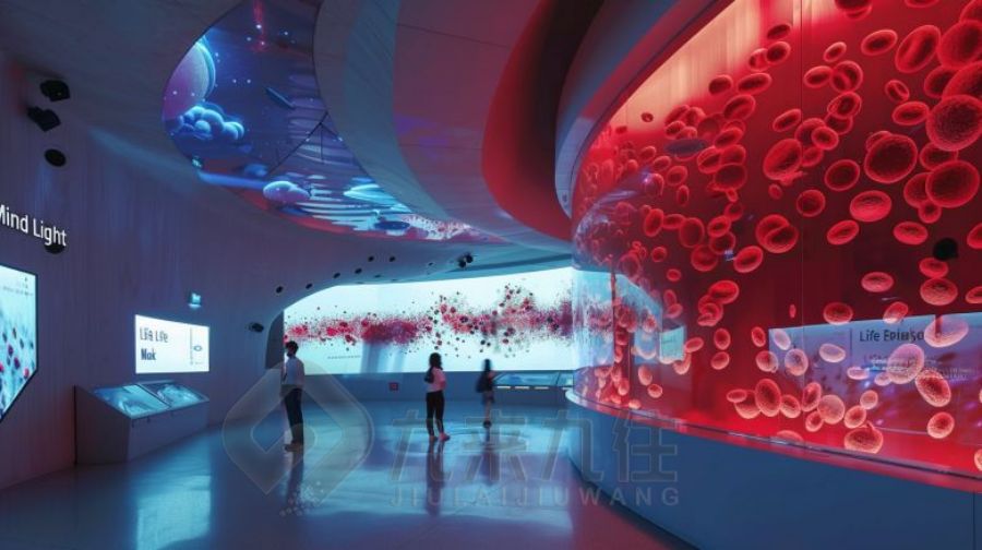 聲光電眼健康科普教育基地設計,現(xiàn)代環(huán)保展廳施工方案,九來九往文化科技展覽館建設計公司