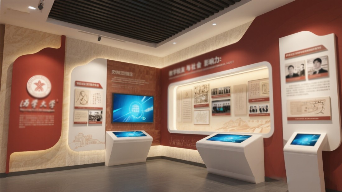 校史館平面圖和效果圖，校史館